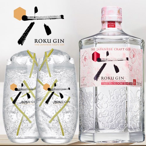 Roku Sakura Bloom Gin & 2 Gin Tonic Gläser