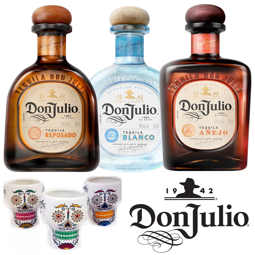 Don Julio Tequila Set - Blanco & Reposado & Anejo & 6 Keramikbecher