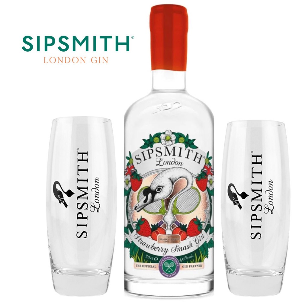 Sipsmith Strawberry Smash Gin & 2 Gin Tonic Gläser