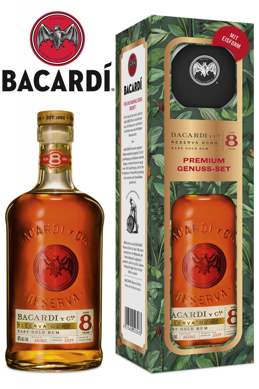 Bacardi 8 Jahre Rum mit Ice Mold