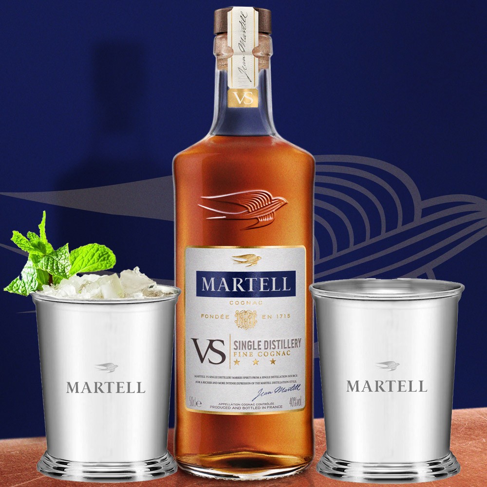 Martell VS Fine Cognac & 2 Edelstahl Becher
