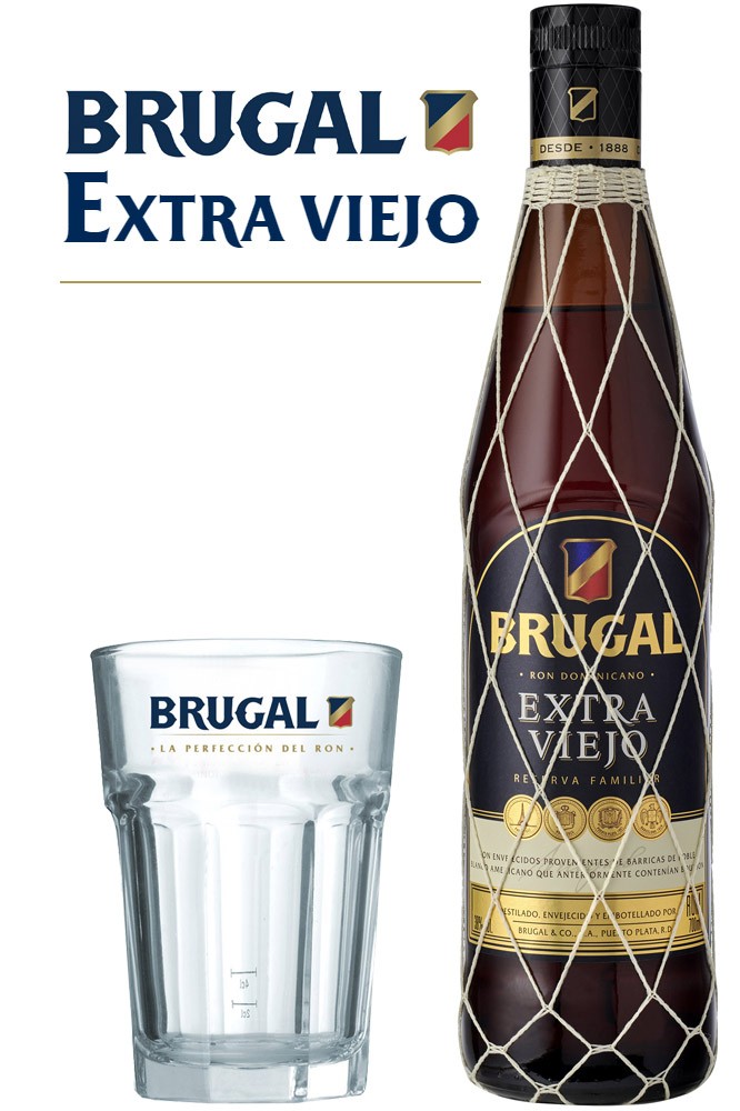 Brugal Extra Viejo - Reserva Familiar Rum mit Glas